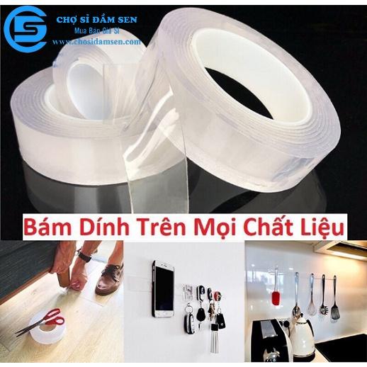1 cuộn băng keo 2 mặt trong suốt chất liệu silicon Nano siêu dính dài 3 mét Keo dán nano 2 mặt