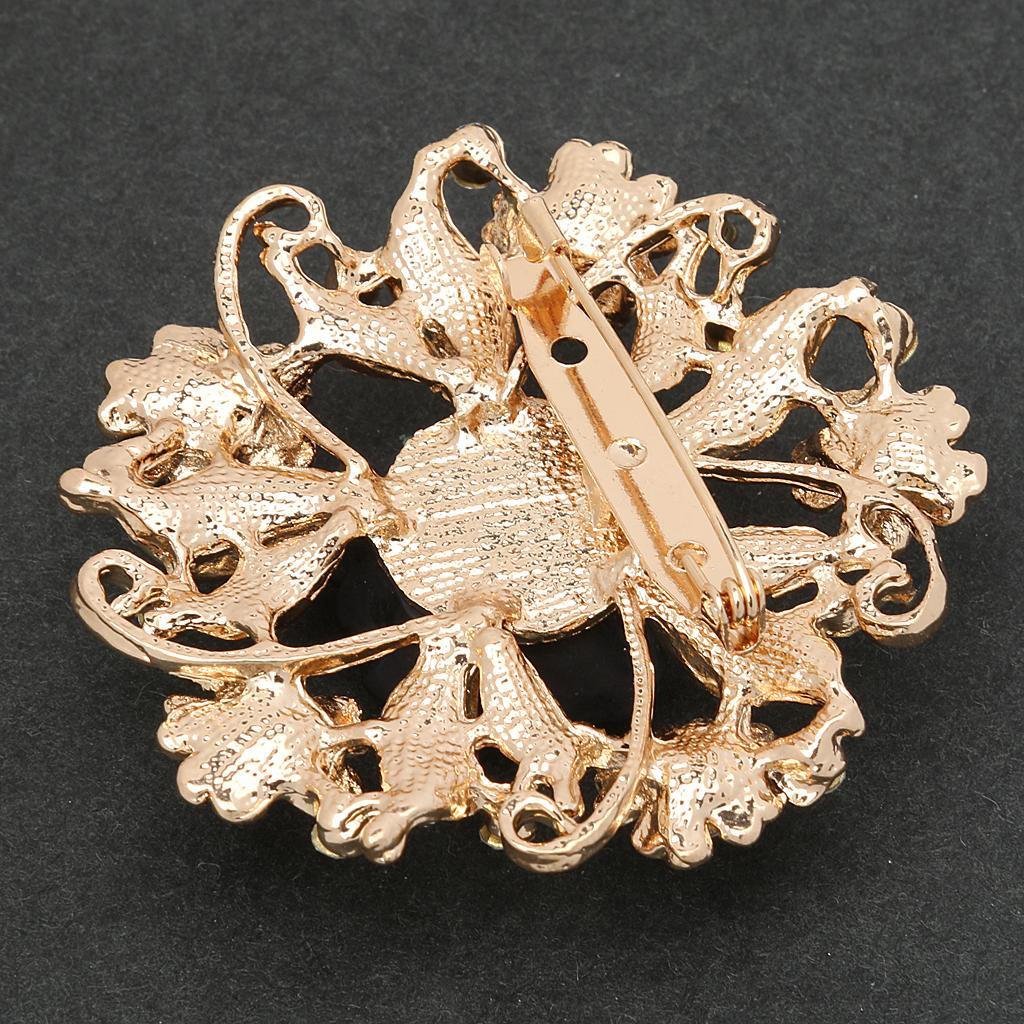 Diamante Rhinestone Flower Brooch for Wedding Party Collar Clip Scarf Buckle