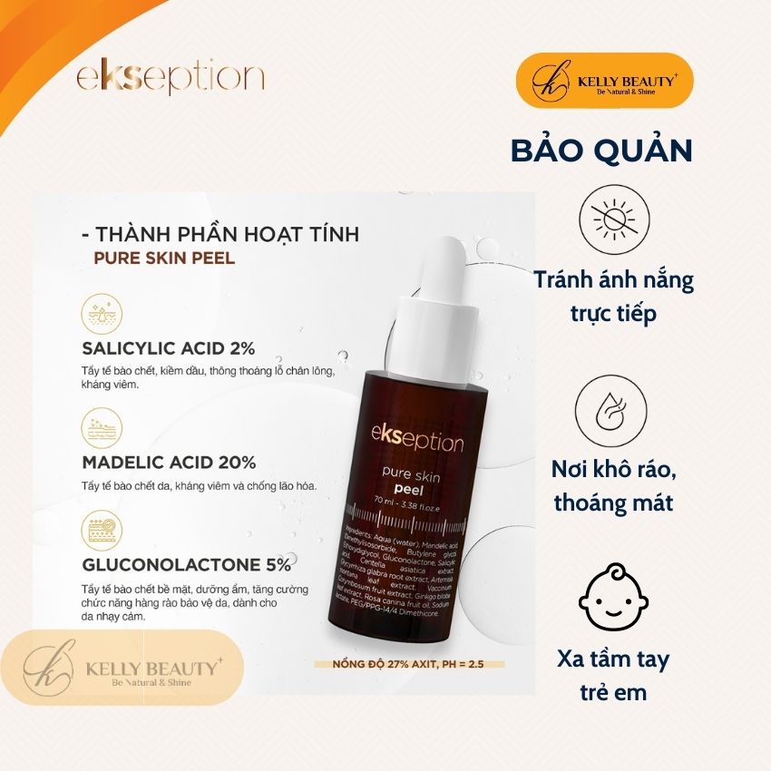 ekseption Pure Skin Peel - Cải Thiện Tình Trạng Mụn; Kiềm Dầu, Se Lỗ Chân Lông, Mềm Mịn Da - Kelly Beauty