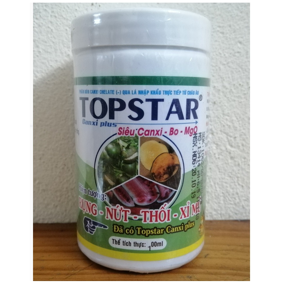 Phân Bón Canxi Chelate (-) Qua Lá TOPSTAR Canxi plus Siêu Canxi - Bo - MgO Chống Hiện Tương Rụng - Nứt - Thối - Xỉ Mủ, Thể Tích 100ml