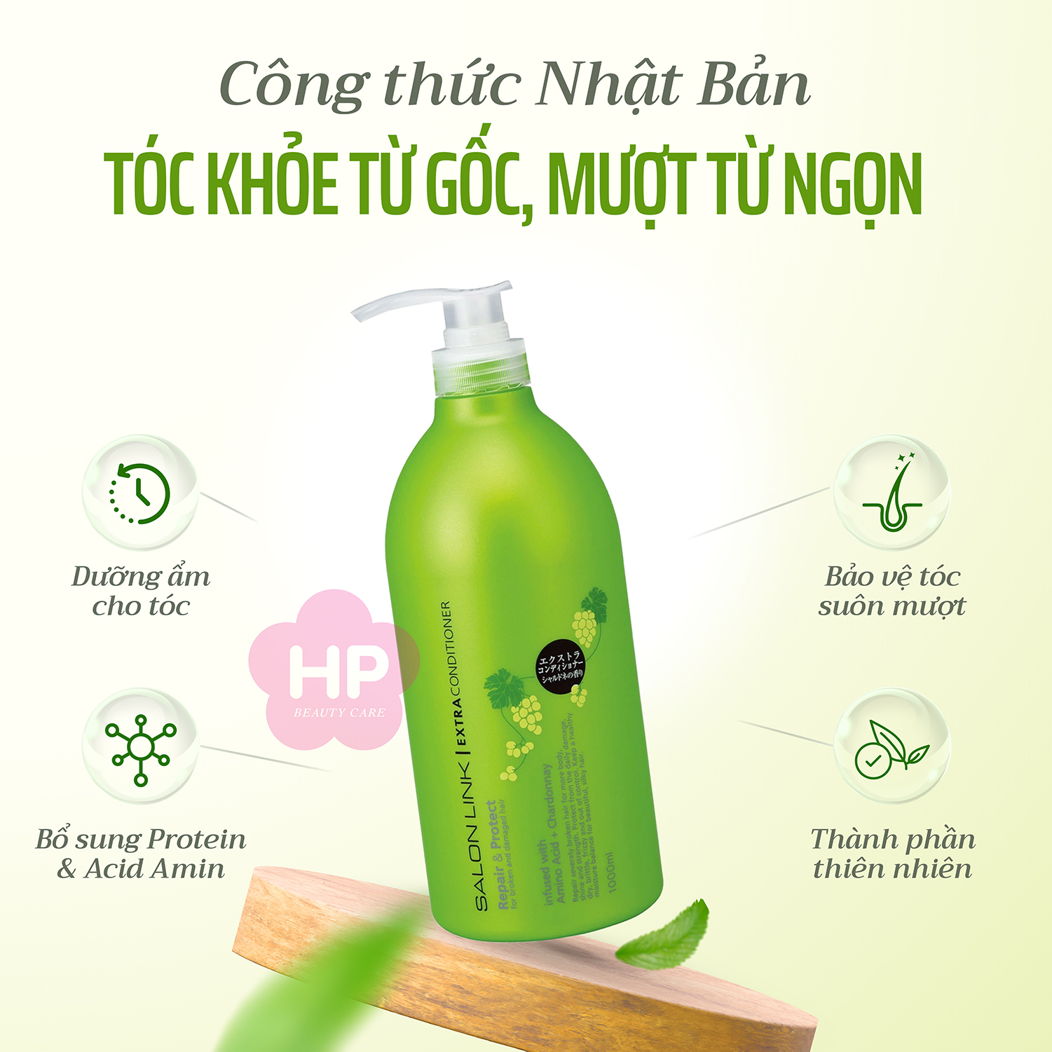 Dầu Xả Tóc Phục Hồi Hư Tổn Salon Link Chiết Xuất Nho Chardonnay Salon Link Extra Conditioner Chardonnay 1000mL