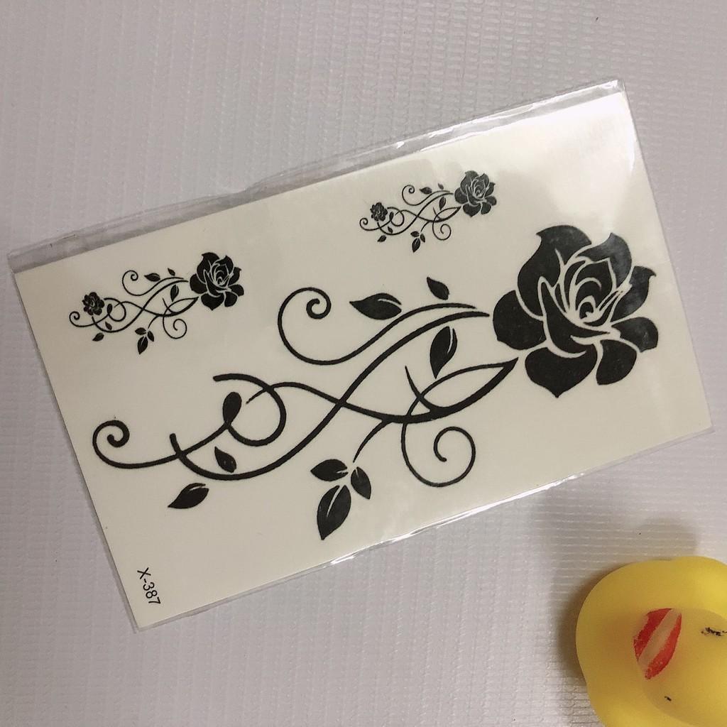Hình xăm dán hoa hồng đen 10x6cm