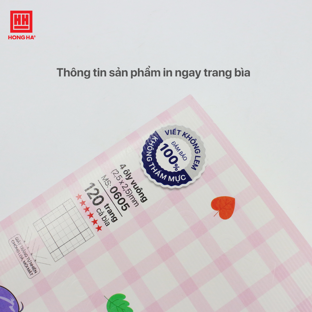 Vở 4 ô ly 120 trang Hồng Hà School Nuna định lượng 100gsm - 0605