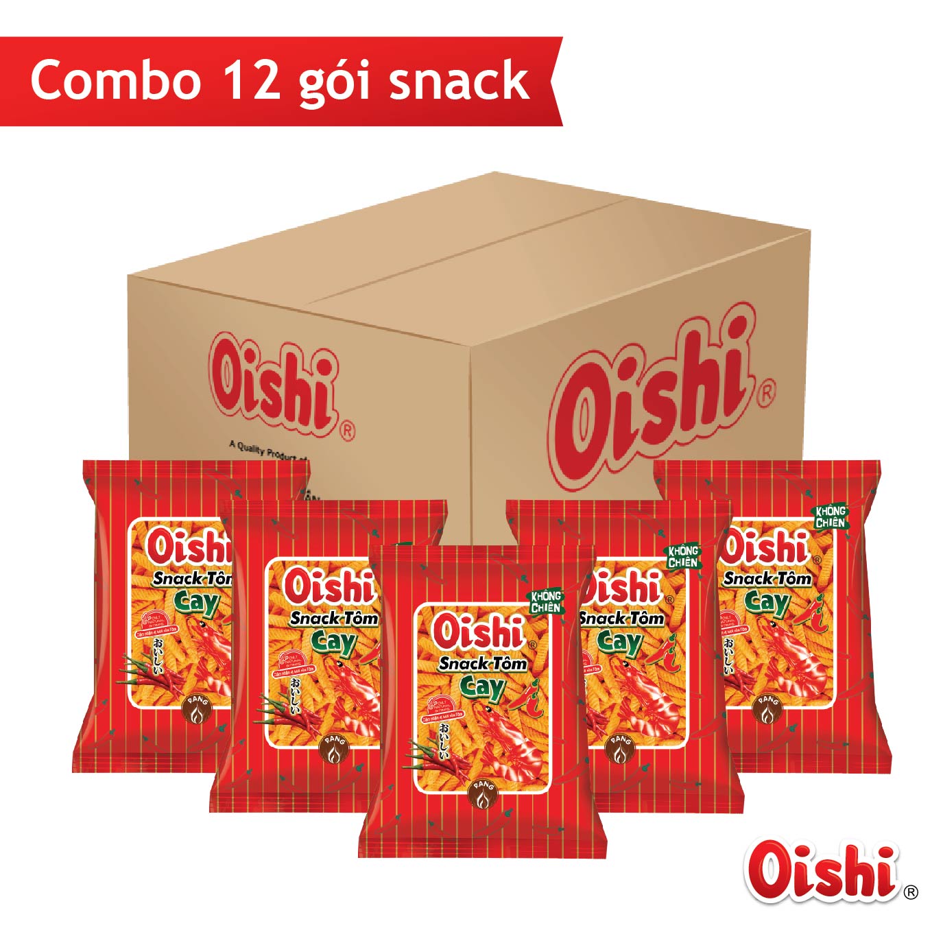 Combo 12 gói Oishi Snack Tôm Cay (75g/gói)