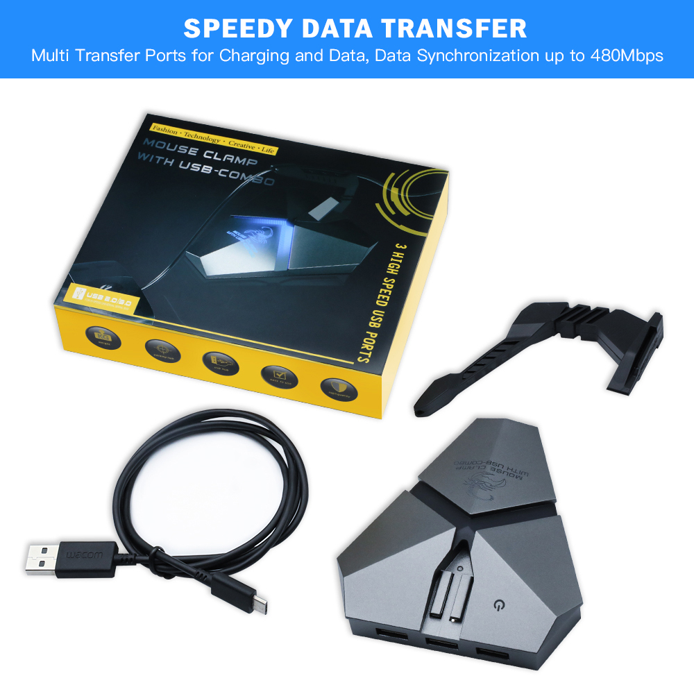 3 Cổng USB2.0 Data Gaming Hub Mouse Bungee USB Hub Splitter TF Card Reader Tốc Độ Cao Có Kẹp Chuột Với USB-CoMbo