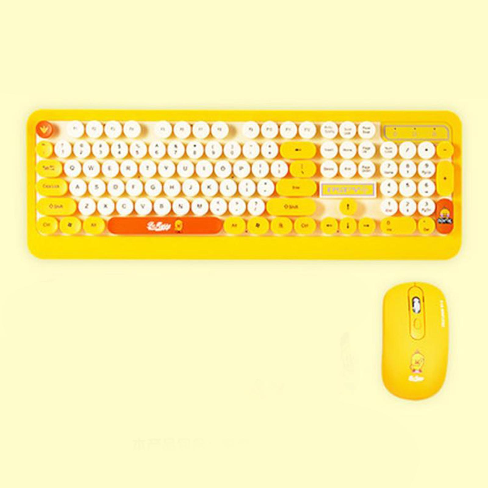 Desktop 2.4G Wireless Keyboard & Mouse Combo Retro Round Key