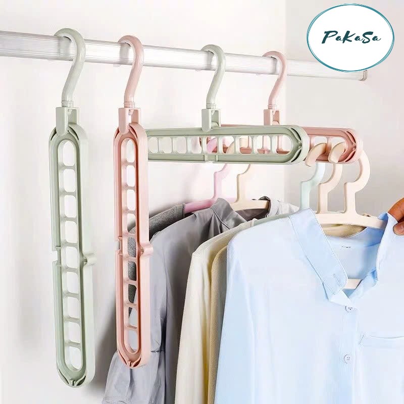 Combo 10 Móc Treo Quần Áo Đa Năng 9 Lỗ Tiện Dụng - Chính hãng PaKaSa