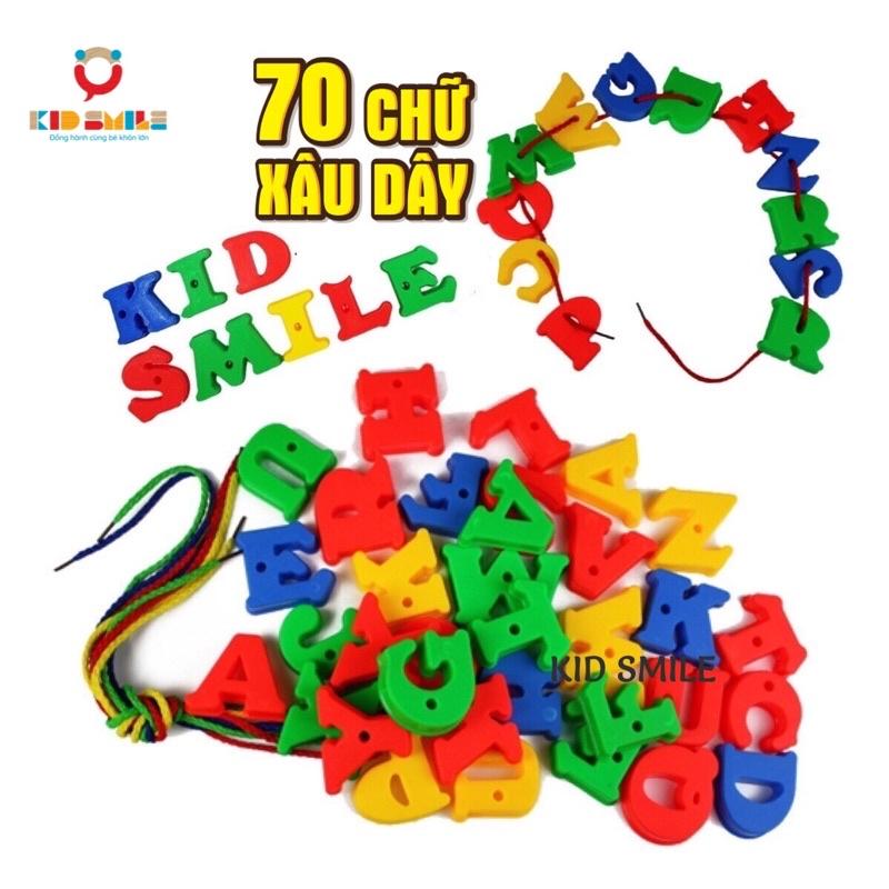 Đồ chơi trí tuệ - Bộ 70 chữ cái tiếng Anh kết hợp xâu dây - DOZKIDZ