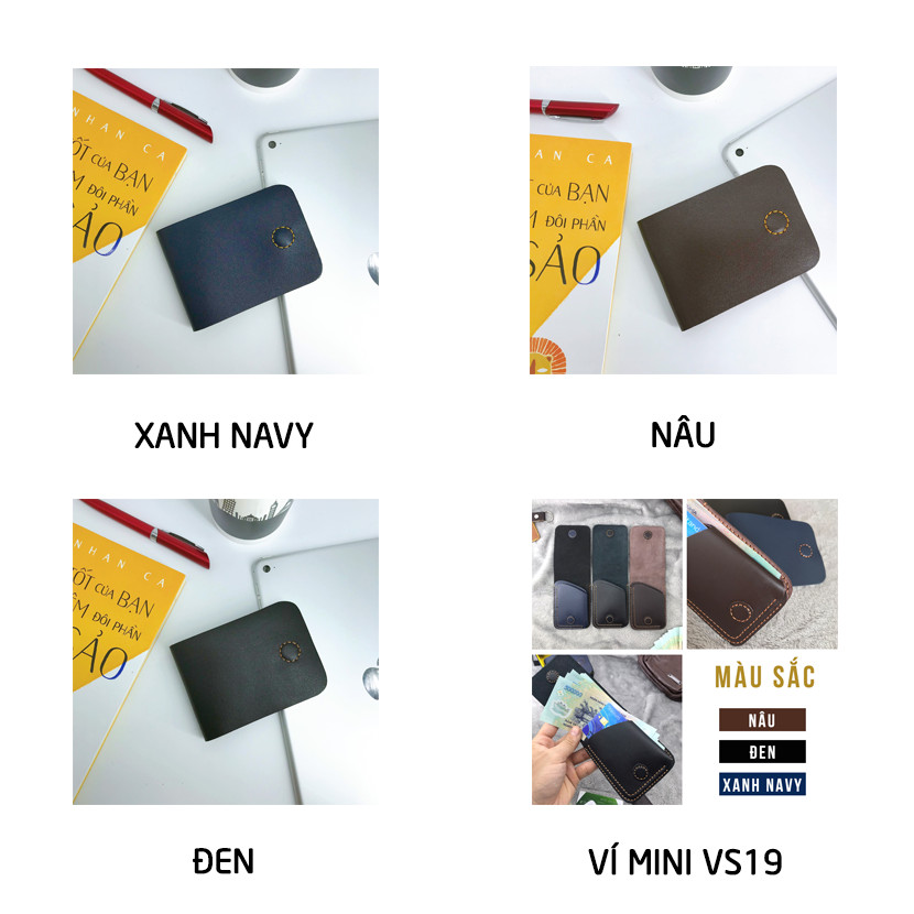 Ví nam nữ mini da bò nhỏ gọn thời trang Ví sen VS19