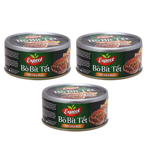 Combo 3 Hộp Bò Bít Tết Sốt Tiêu Đen Expect 150G - Đồ Hộp Hạ Long