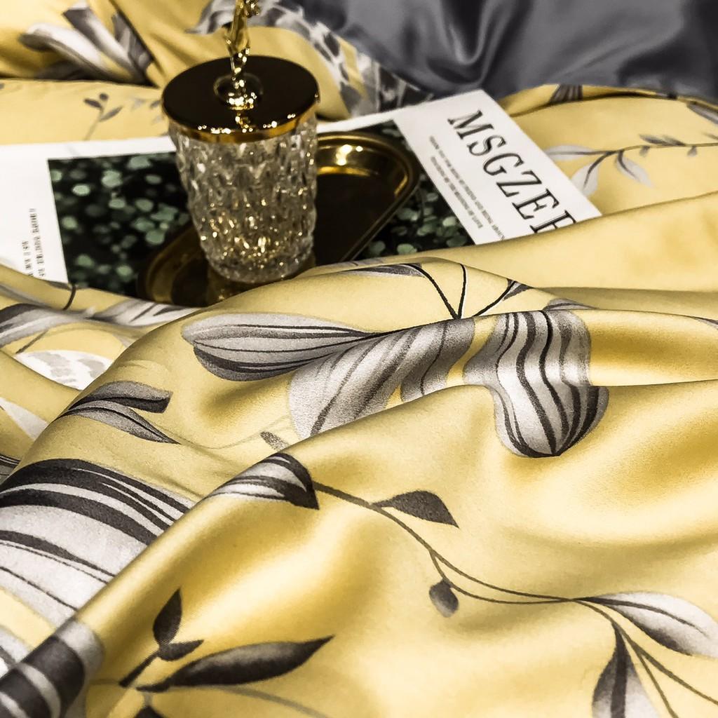 Bộ chăn ga gối LUXURY COLLECTIONS 546 lụa Tencel 100S Phối họa tiết cách điệu trẻ trung,mềm mịn,sang trọng
