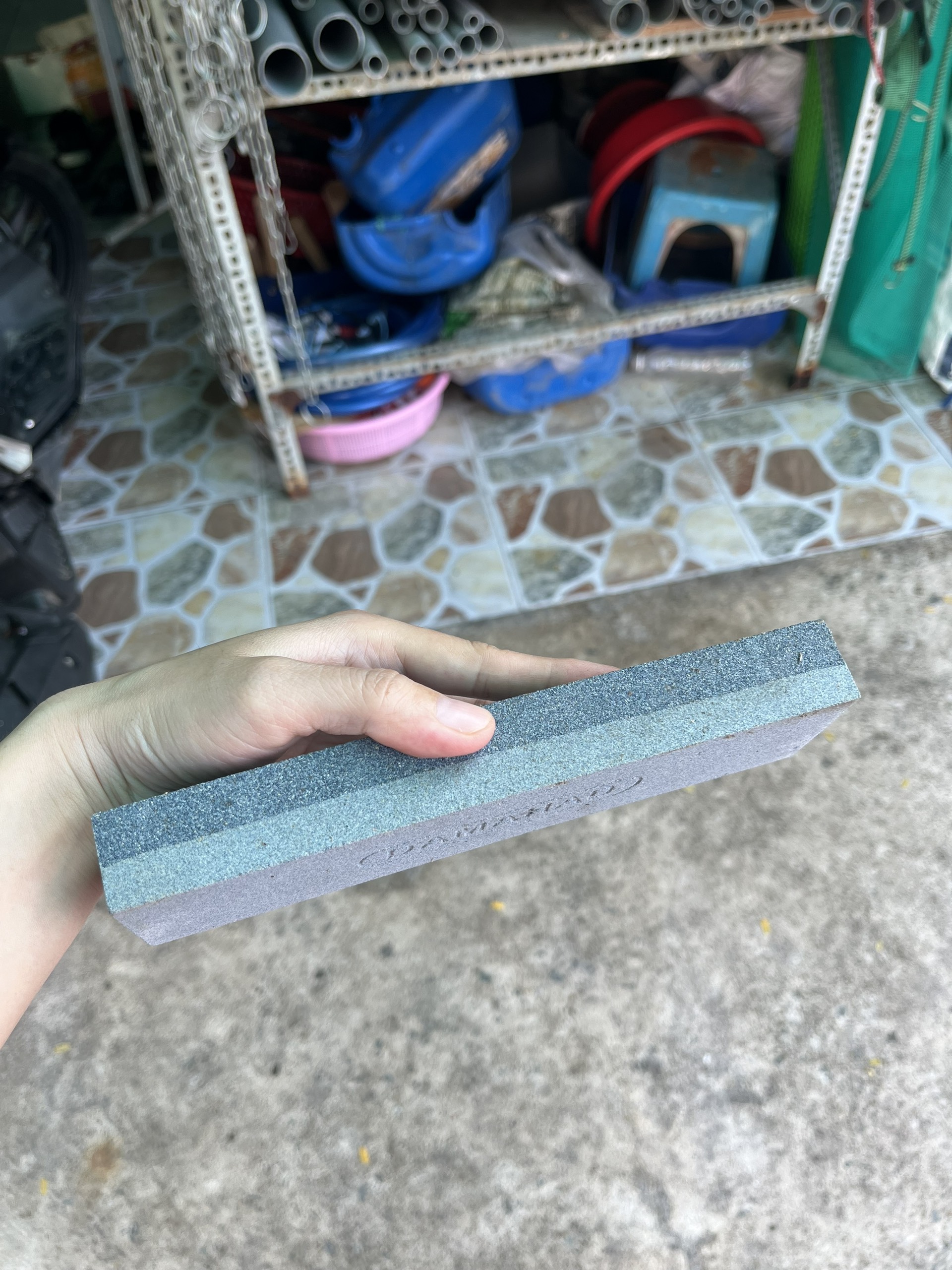 Đá mài dao đa dụng, mài dao siêu bén, đá mài 2 lớp, kích thước 20x5x2.5 cm