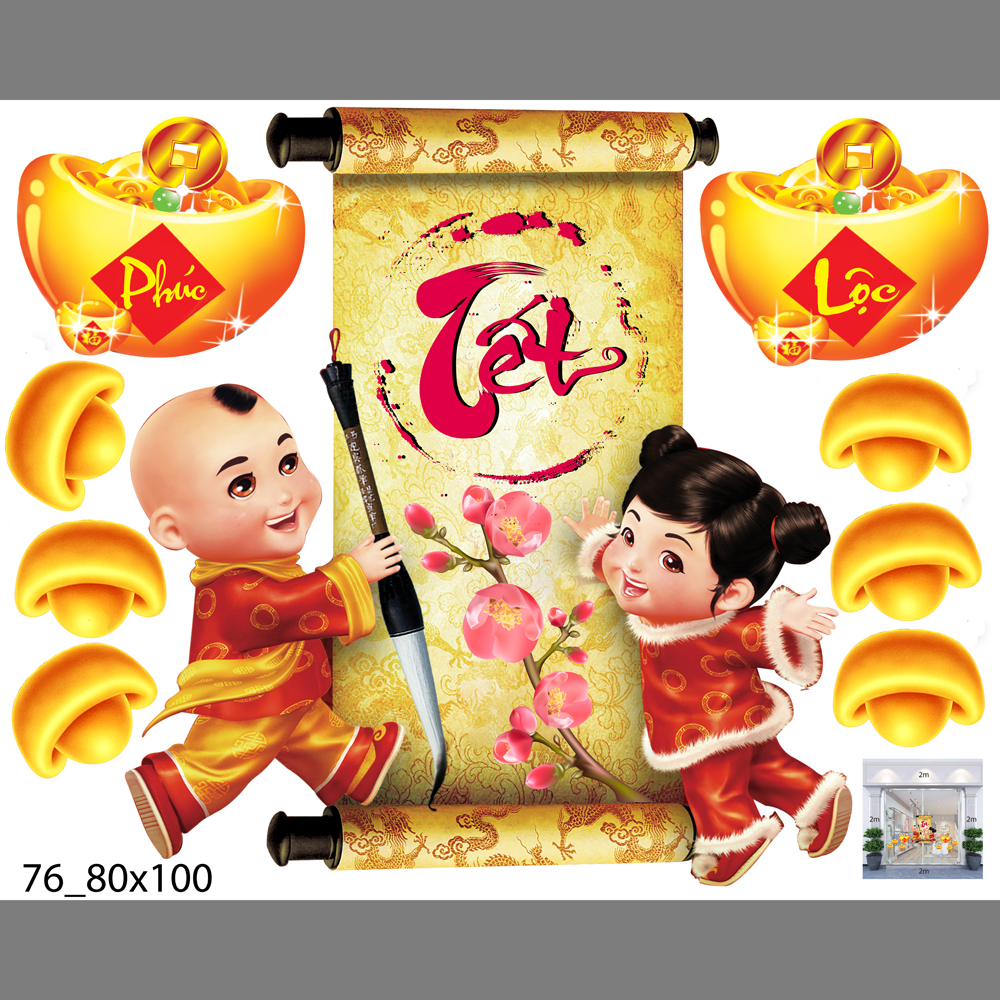 Decal trang trí tết xuân 2020 combo số 7