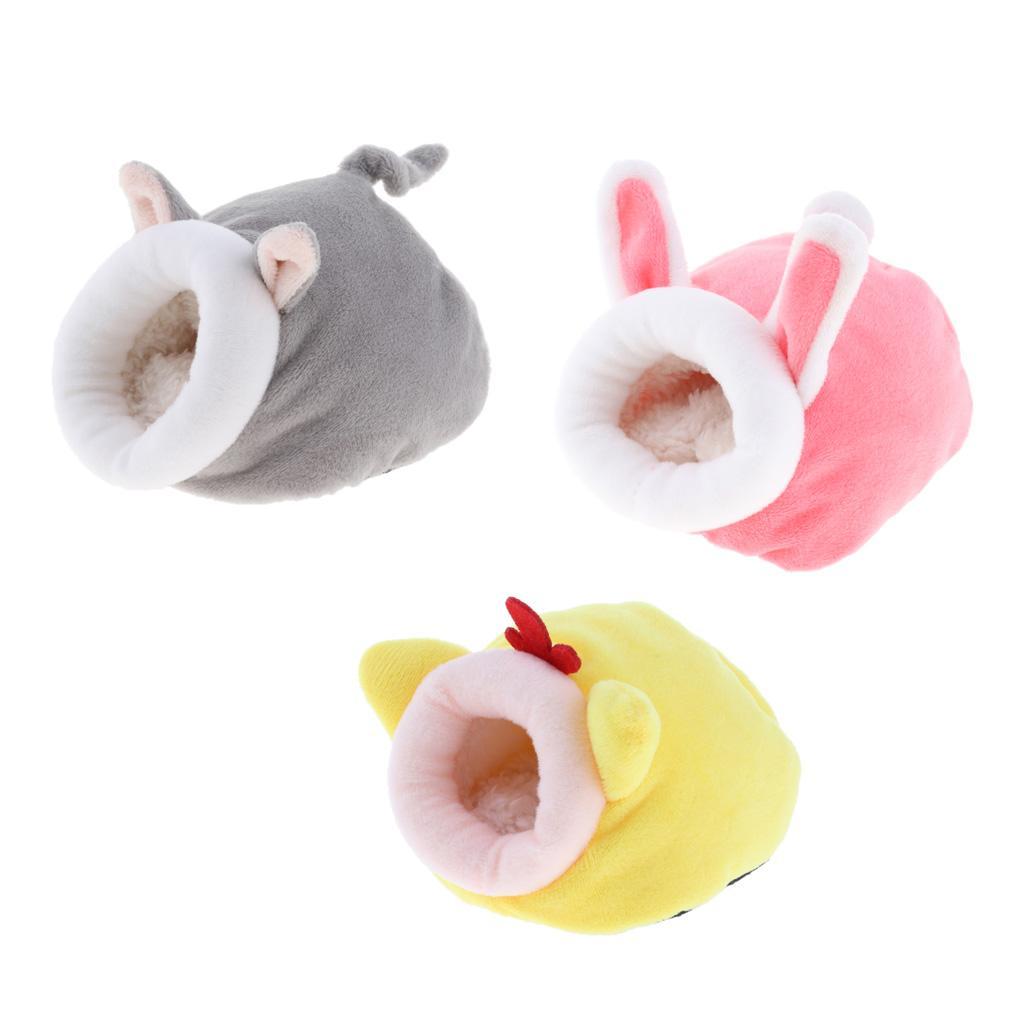2 Pcs Warm Small Animal Bed Hamster Cotton Nest Chinchilla Habitat House