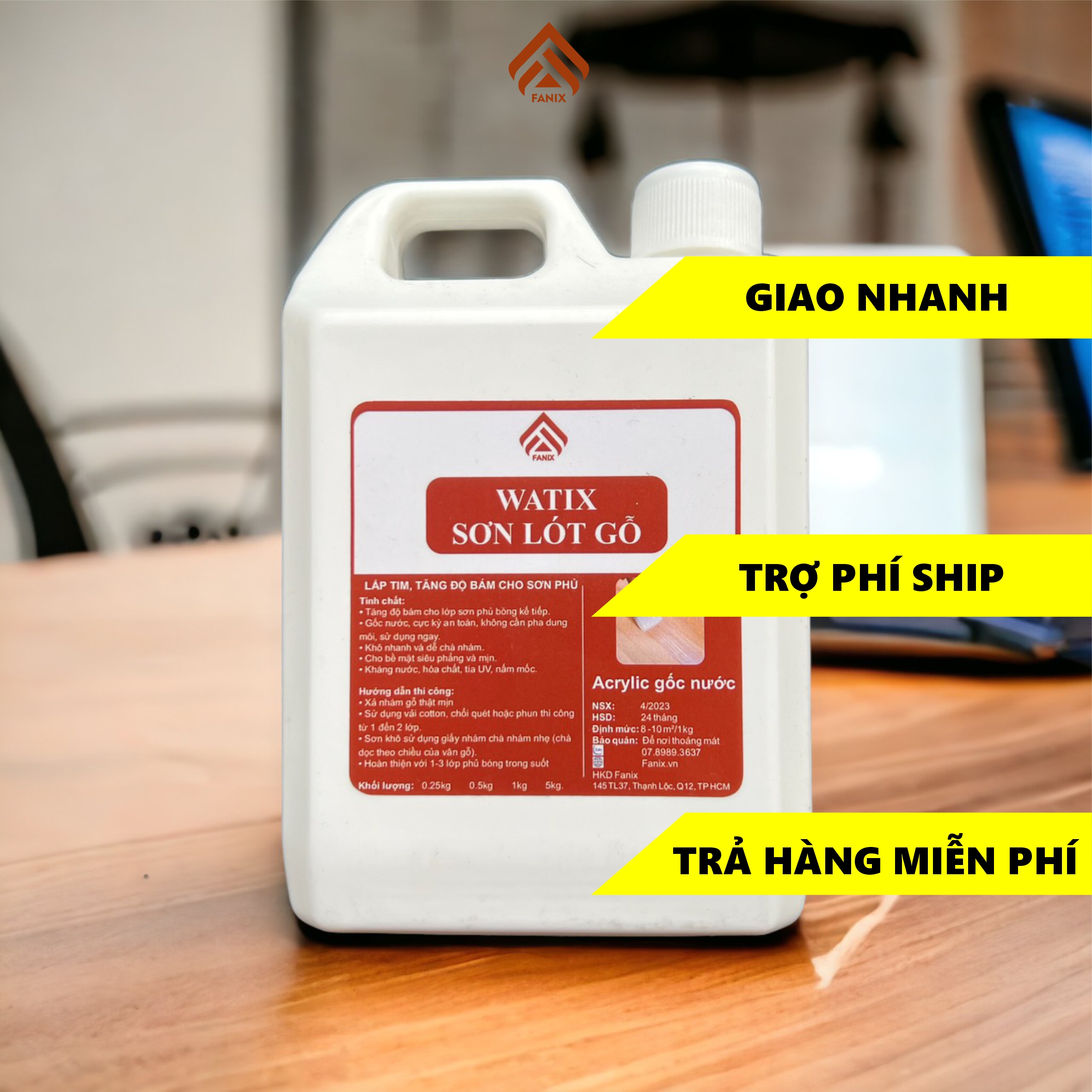 Sơn lót gỗ, che khuyết điểm, phủ đều màu, tăng độ bám dính cho lớp sơn kế tiếp - Watix Sơn Lót