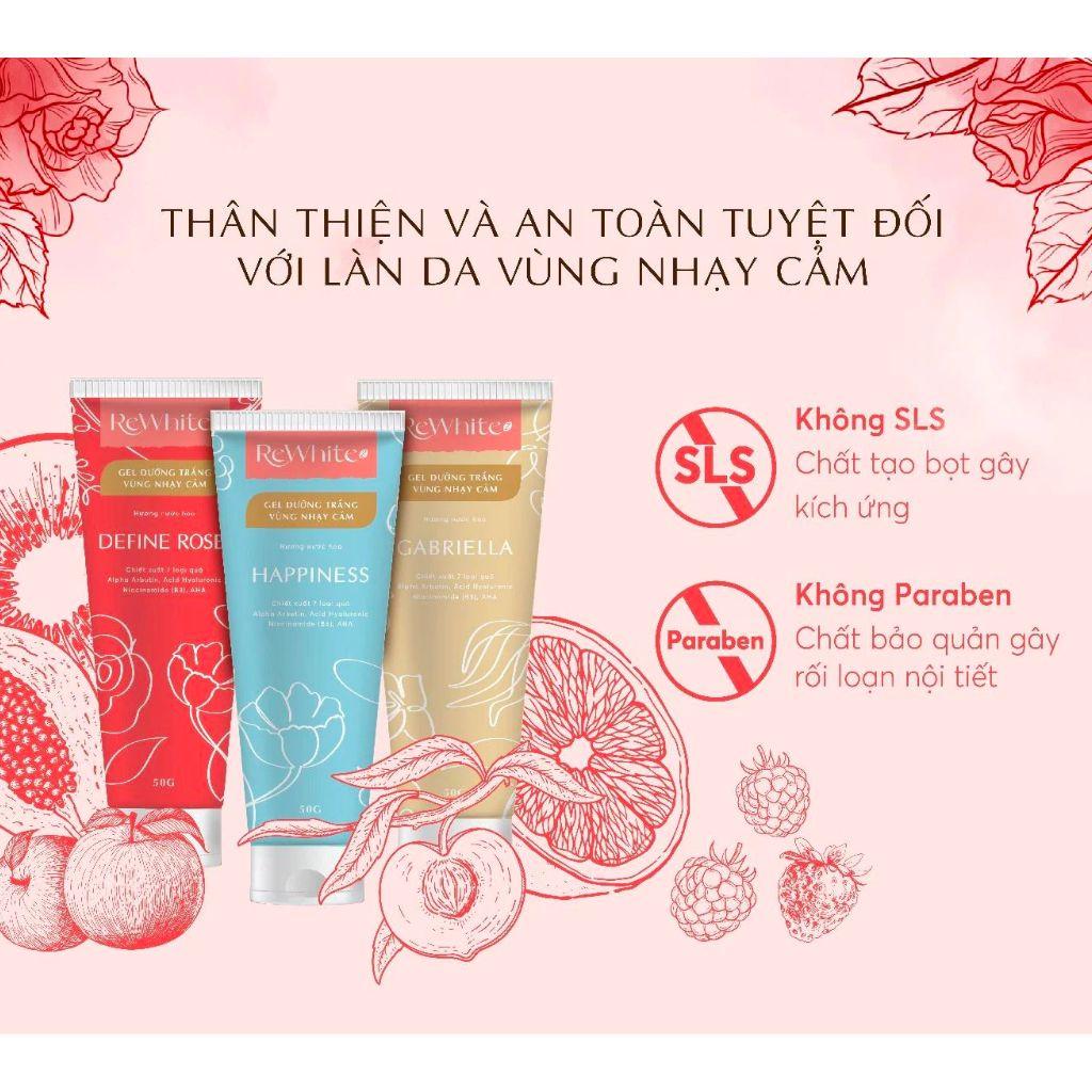 Gel Dưỡng Trắng Giảm Thâm Nách, Mông và Bikini Rewhitez Hương Nước Hoa Quyến Rũ Define Rose (Tuýp Đỏ) 50g