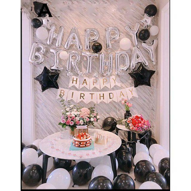 Set bong bóng trang trí sinh nhật happy birthday tặng kèm bơm và băng dính chuyên dụng