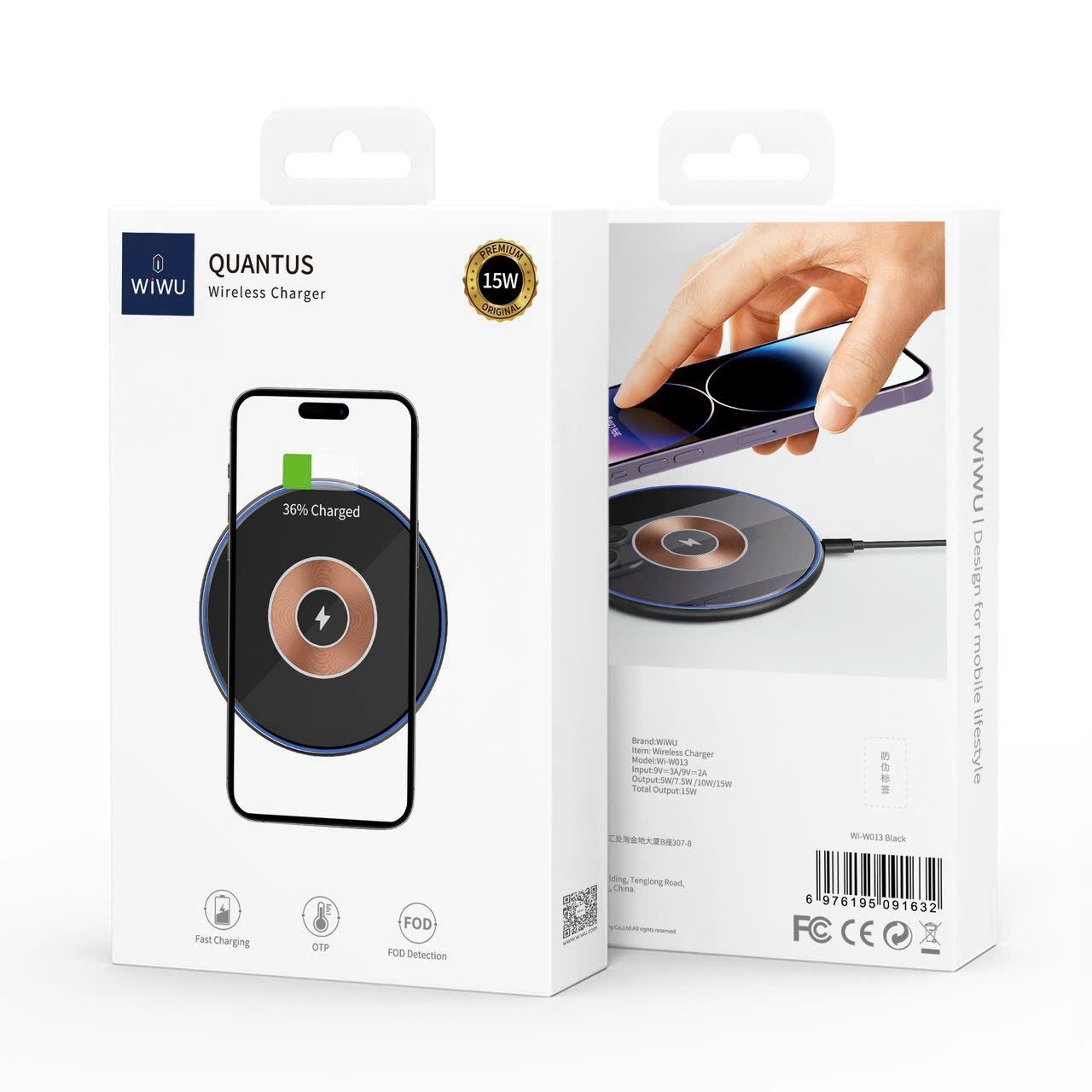 Sạc không dây từ tính Wiwu Quantus Wireless Charger W013 cho điện thoại thông minh, hút nam châm từ tính chính xác, sạc nhanh ở nhiệt độ thấp - Hàng chính hãng