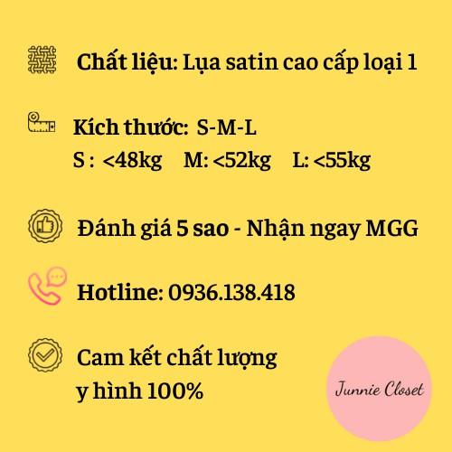 Bộ ngủ lụa cộc tay mặc nhà, Đồ ngủ lụa satin cao cấp họa tiết hình hạc