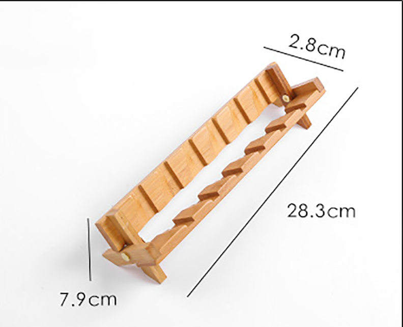 Giá úp chén tách cốc bằng gỗ tre tự nhiên có thể gấp gọn rất tiện dụng kích thước 28,3 x 7,9 x 2,8cm màu vàng gỗ tre nguyên bản - Giá úp gấp gọn