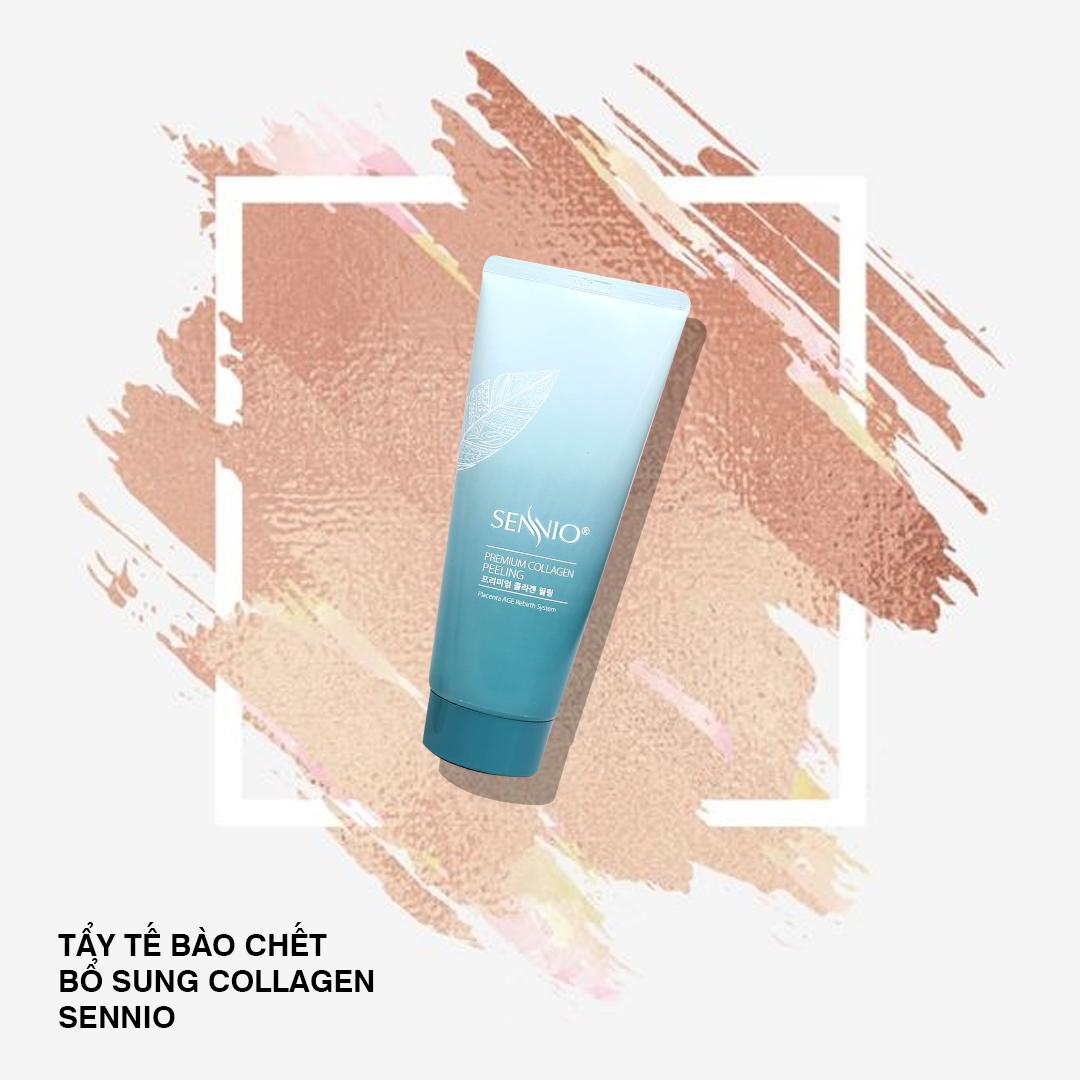 Gel tẩy tế bào chết mặt bổ sung Collagen Sennio Premium Collagen Peeling sạch sâu phù hợp cho da dầu mụn 180ml SNO 806