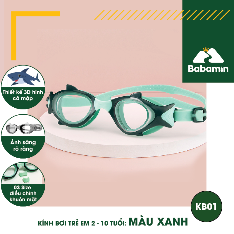 Kính Bơi Trẻ Em 2 Đến 10 Tuổi - Hoạt Hình 3D Baby Shark – Chống Mờ – Babamin – KB01