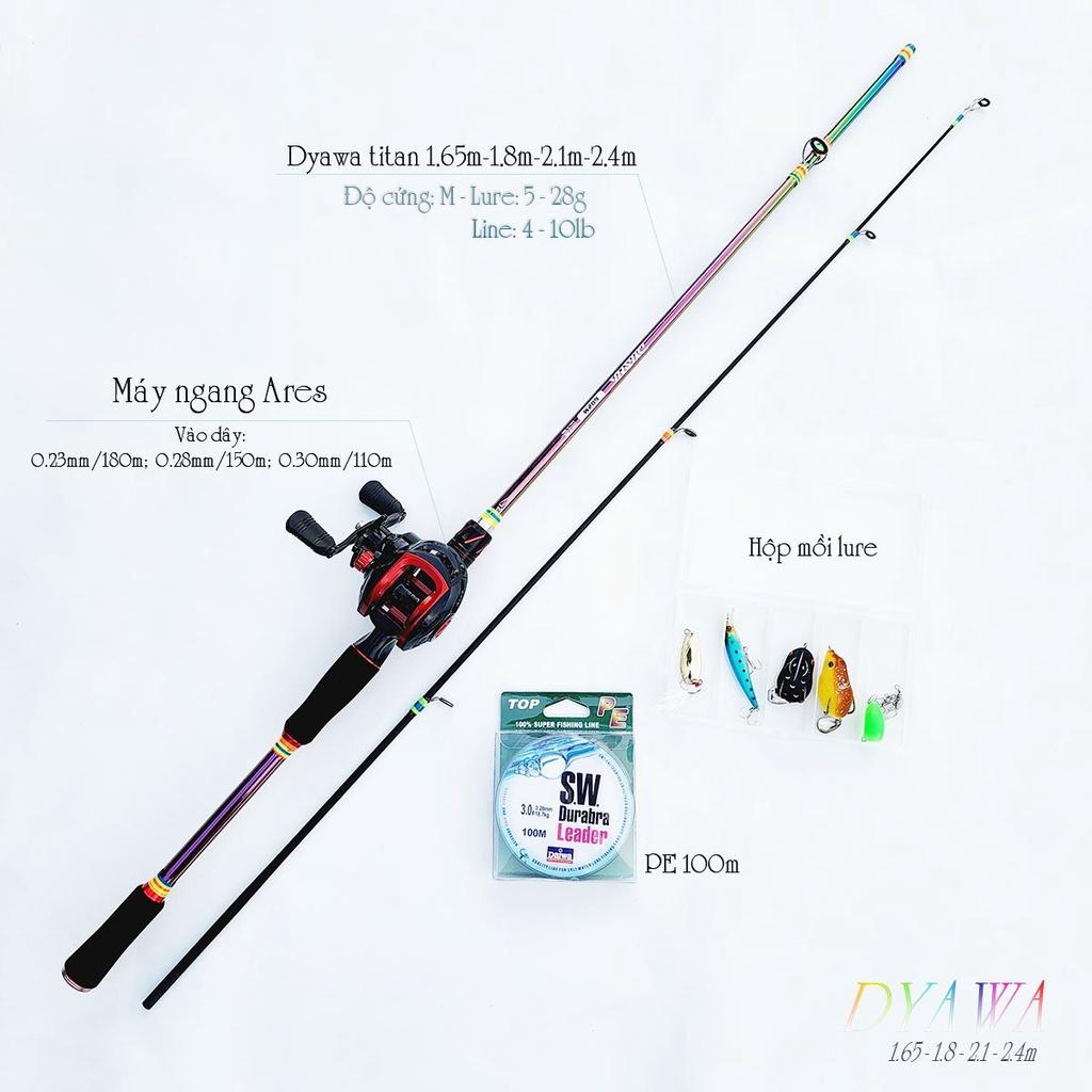 &quot;Bộ cần câu lure máy ngang titan Dyawa + Máy ngang Ares tặng kèm dây câu lure và bộ mồi câu&quot; b27