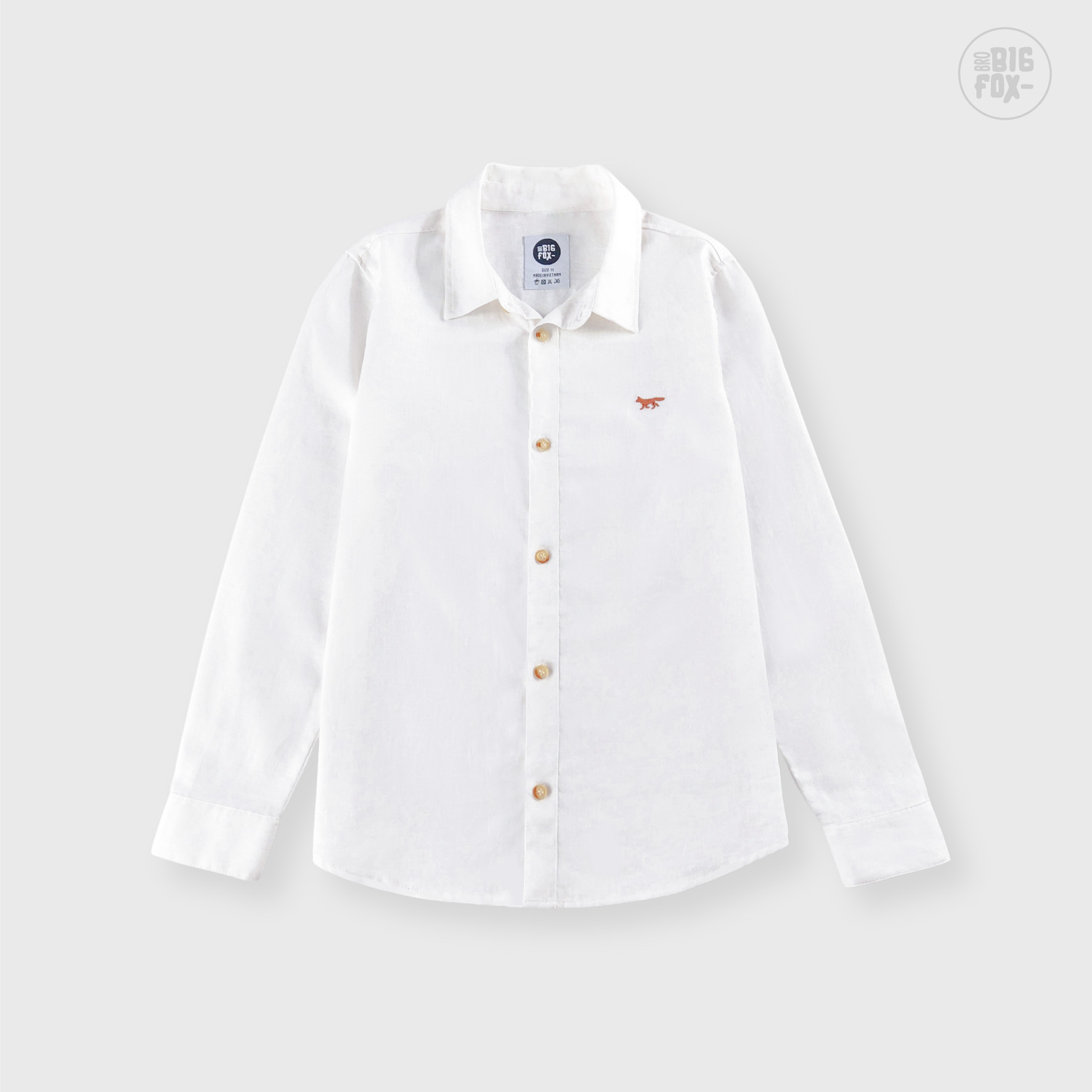 Áo sơ mi cho bé trai Bigfox-MissMeow, Chất liệu linen mềm mịn,họa tiết trơn, mặc chúc tết du xuân cực đẹp 5 – 11 tuổi