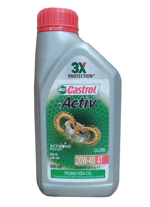 Dầu động cơ xe số Castrol Activ 4T, 20W-40, 0,8L (800ML)