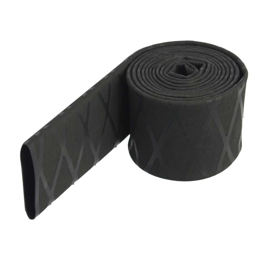 2Pcs Non Slip  Shrink Tubing Textured Grip Fishing Rod Black 1mx0.25cm