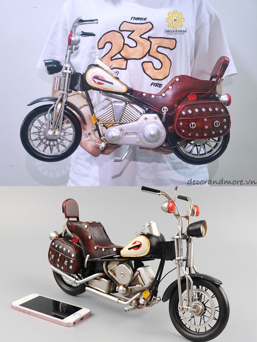 Mô Hình Xe Moto Mỹ Retro -Trang Trí Vintage