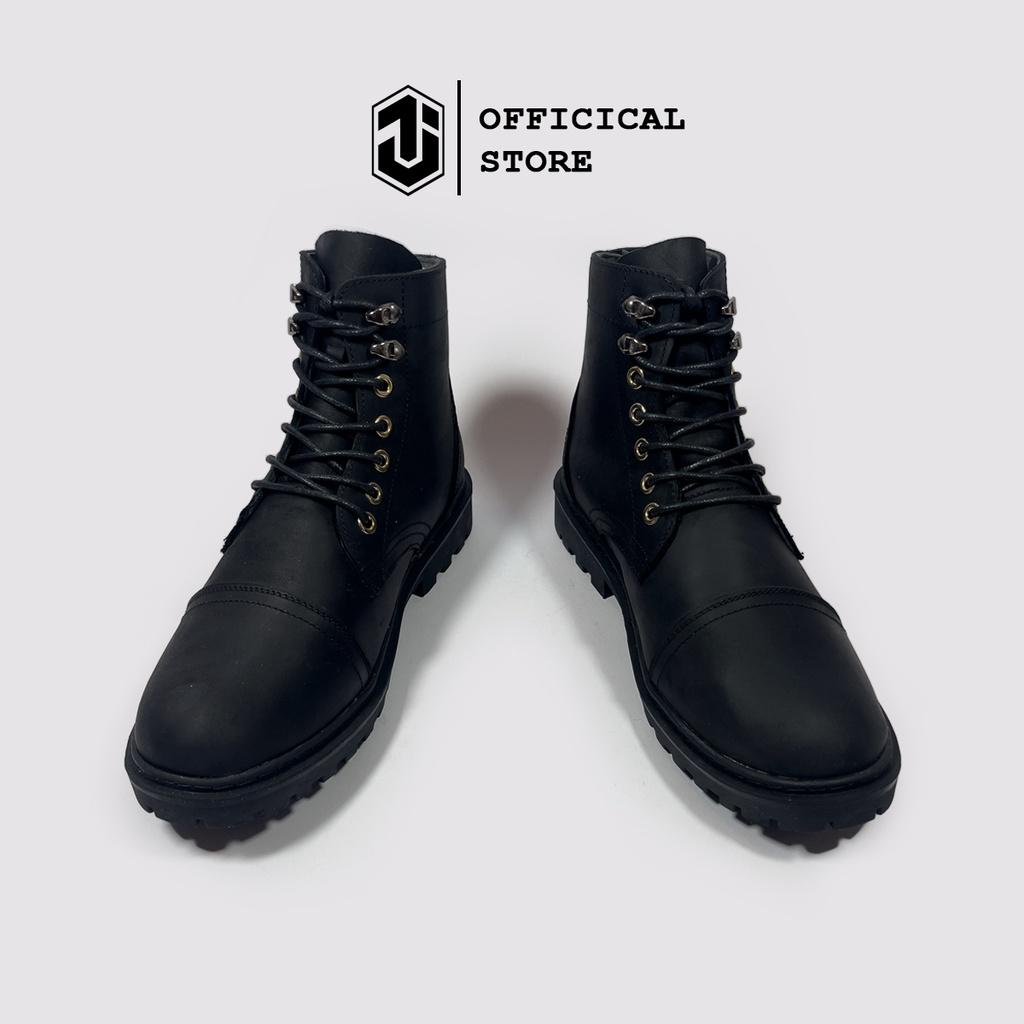 Giày Combat Boots Iron Black CB01 Da Bò Sáp J1, Giày Boot Nam Đế Cao Su Đúc Nguyên Khối Bảo Hành 12 Tháng