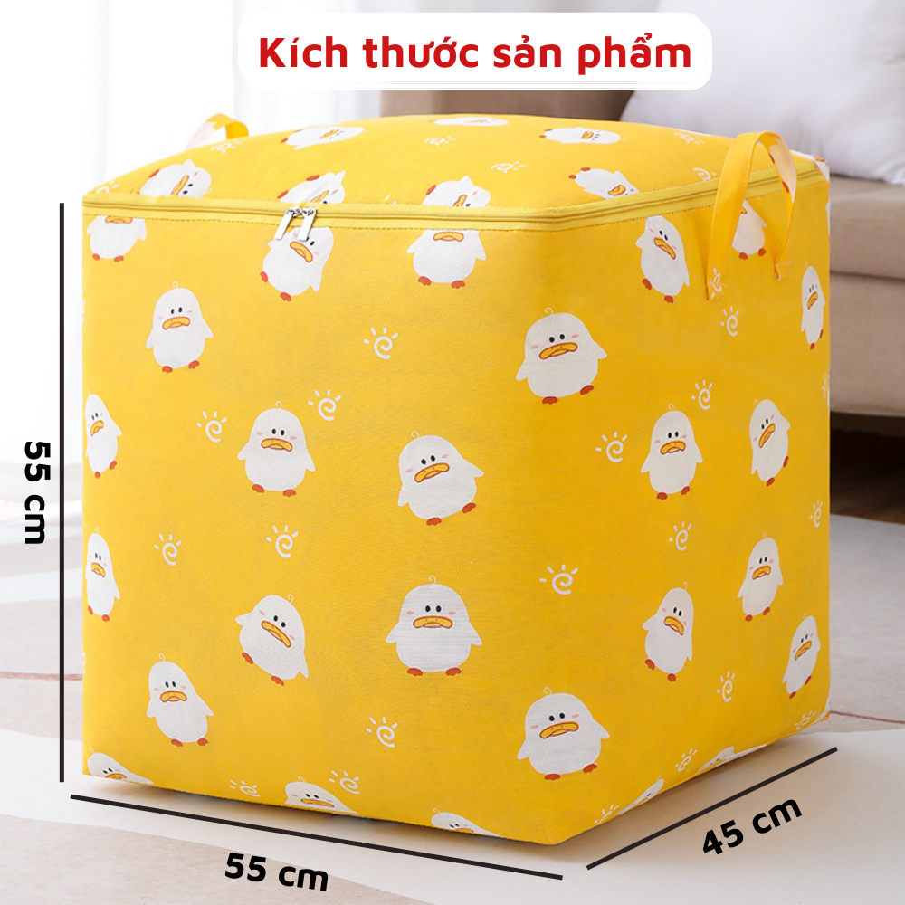 Túi đựng chăn màn quần áo 100L họa tiết siêu bền, dày dặn, dây kéo 2 chiều