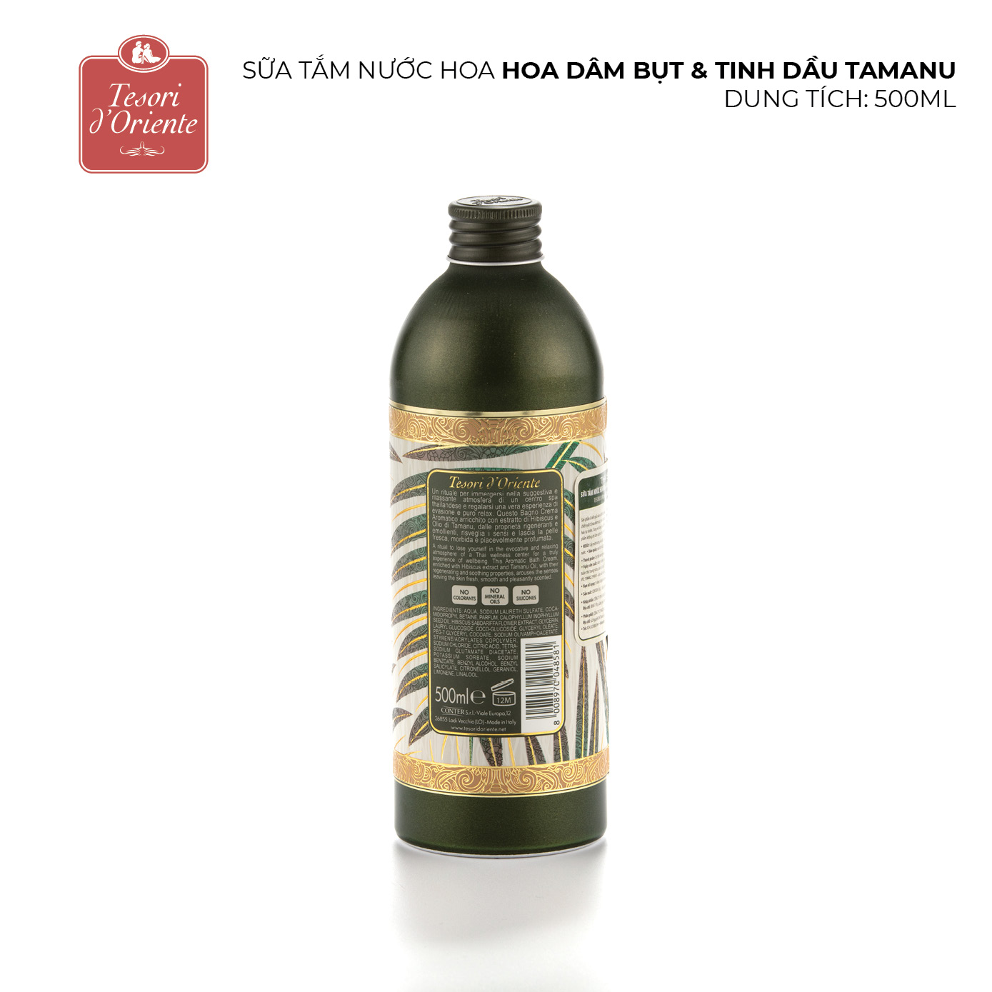 Sữa tắm nước hoa Ý Tesori d'Oriente Thai Spa chính hãng 500ml hương thơm lưu trữ cả ngày kèm vòi