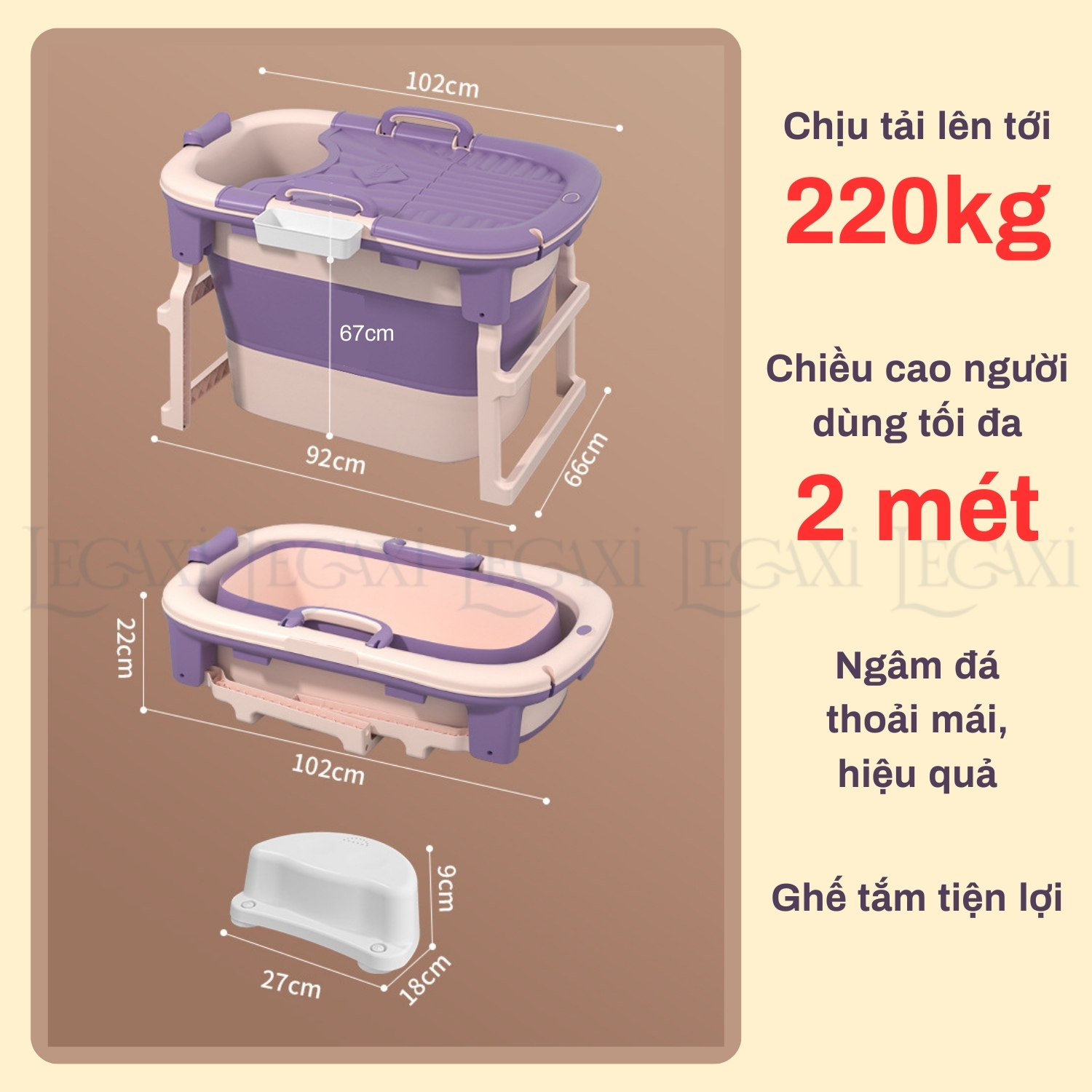 Bồn Tắm Ngâm Đá Gấp Gọn Chịu Lực Tím Vận Động Viên Gia Tăng Sức Bền Tuyển Thủ Phòng Tắm Nhỏ Có Nắp Legaxi