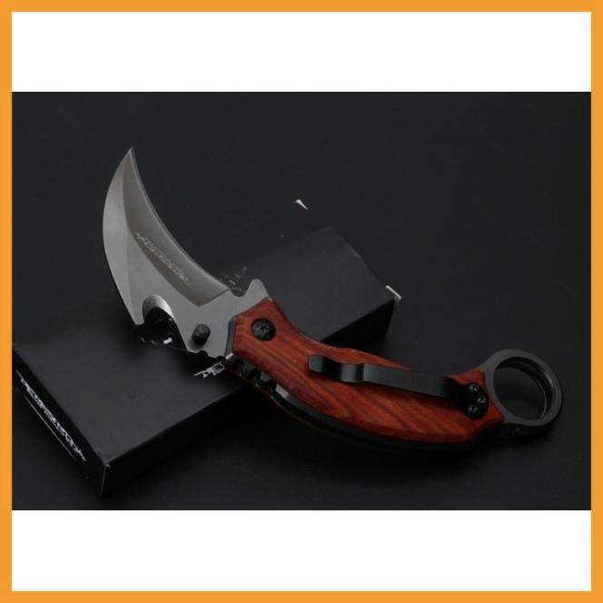 Dao Phượt Gấp karambit X52 Báng Gỗ