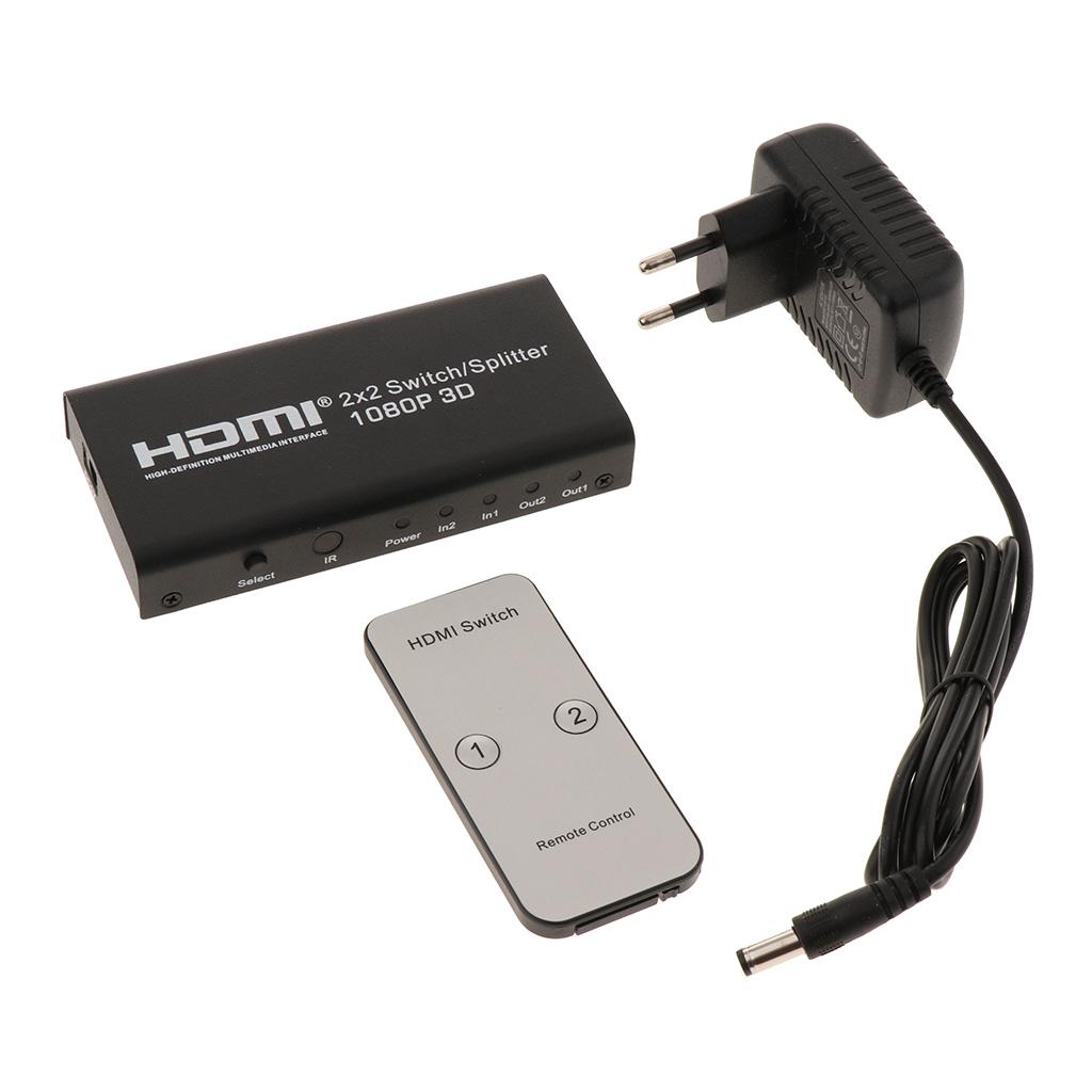 HDMI Switch 2 in 2out Switcher Selector Splitter Hub Box For HDTV HD EU Plug