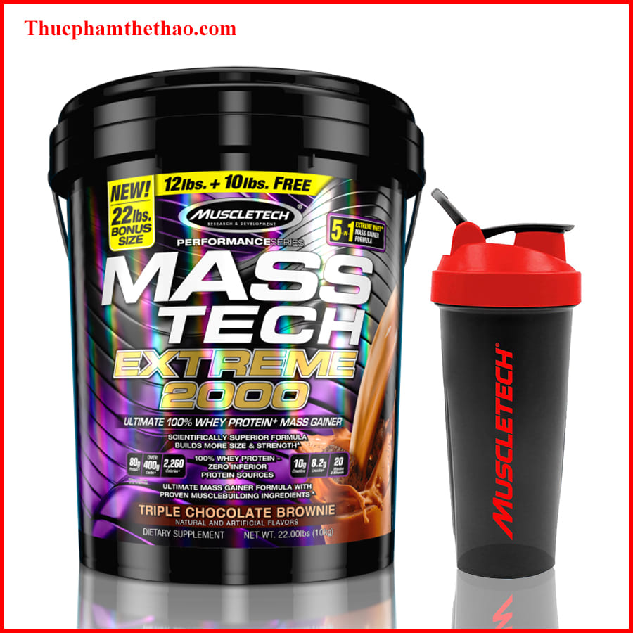 Sữa tăng cân tăng cơ Mass Tech Extreme 2000 22lbs – Hỗ trợ Tăng Cân Nhanh + Tăng Sức Mạnh từ nguồn dinh dưỡng đầy đủ như 1 bữa ăn - Hàng nhập khẩu chính hãng - Thương hiệu Muscletech - Kèm quà tặng