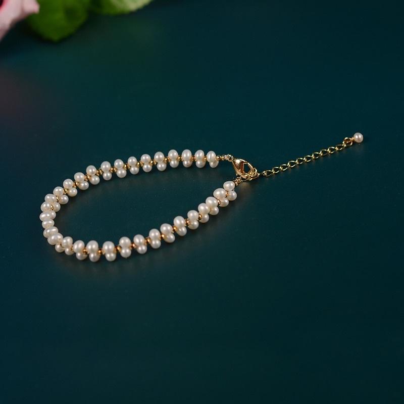 Vòng Tay Đan 5 Ly Màu Trắng Cá Tính - Trường Thịnh Ngọc Trai