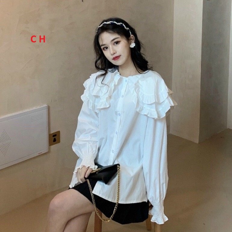 Áo sơ mi nữ cổ bẻ dáng suống ulzzang hàn quốc siêu xinh
