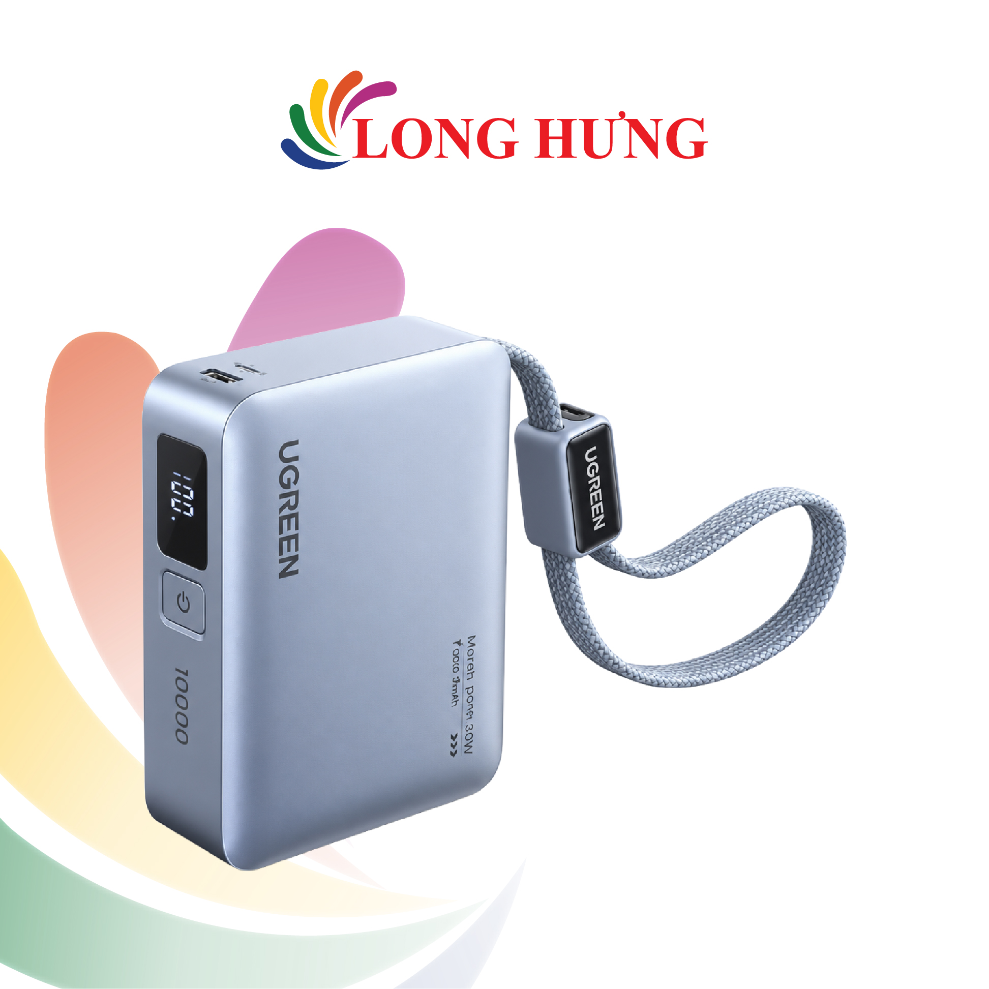 Sạc dự phòng Ugreen Power Bank Built-In Cable 25cm 1USB 1Type-C 33W 10000mAh PB584 75173B - Hàng chính hãng