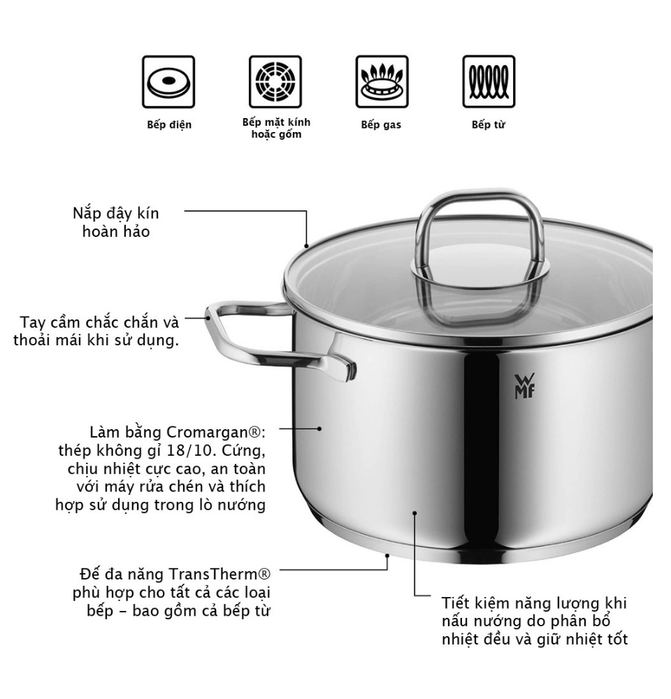 Bộ nồi WMF Inspiration 7 món Inox 18/10 cao cấp hàng Đức