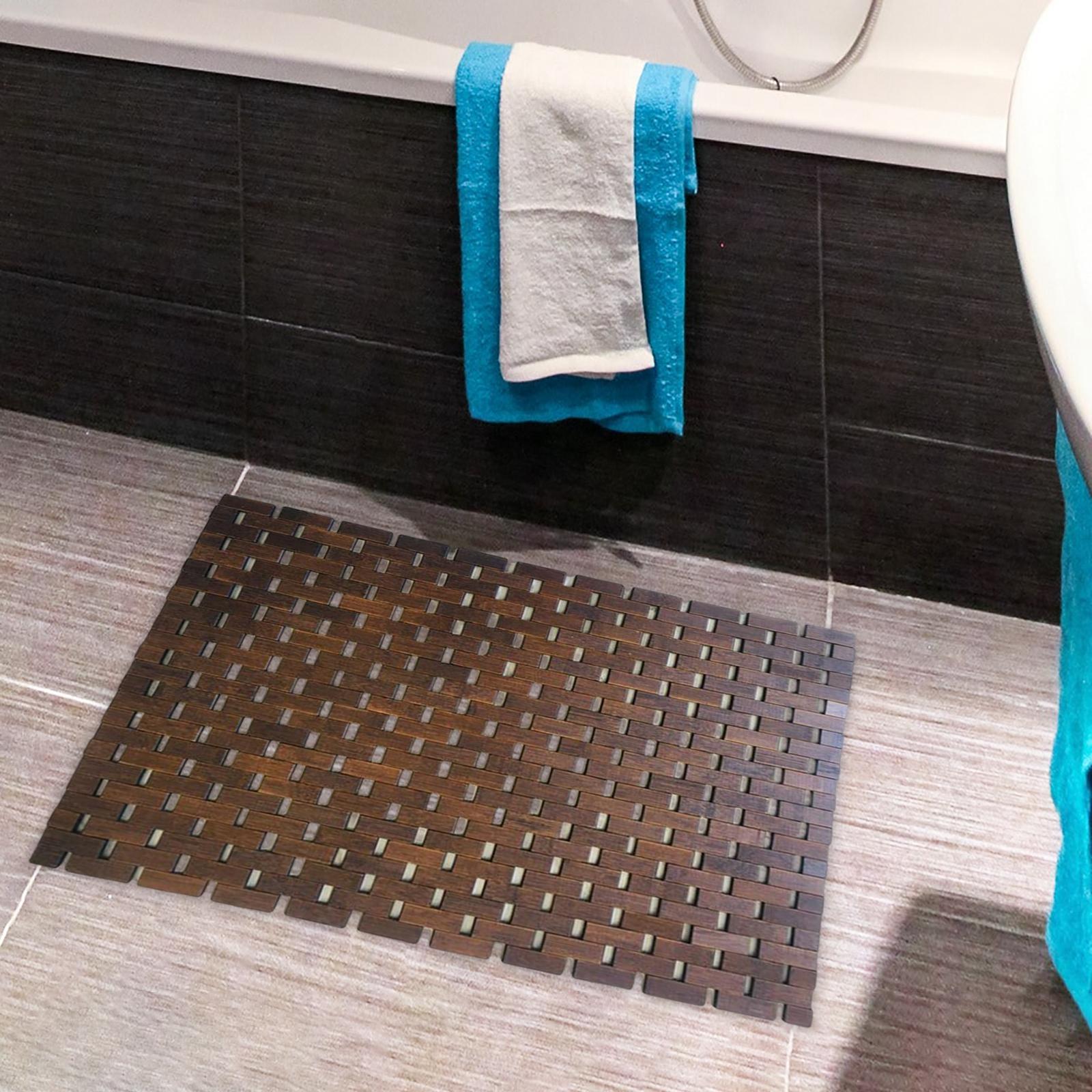 Bath Mat Anti Slip Bathmat Floor Mat Bamboo Wood Shower  Floor Rug