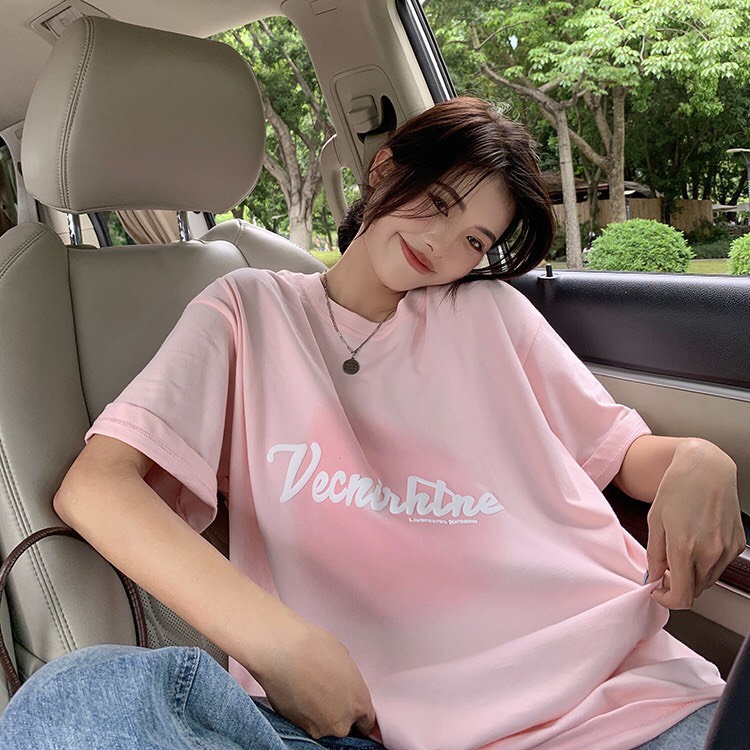 Áo thun tay lỡ form rộng - phông nam nữ cotton oversize - T shirt hồng pastel a - 2N Unisex