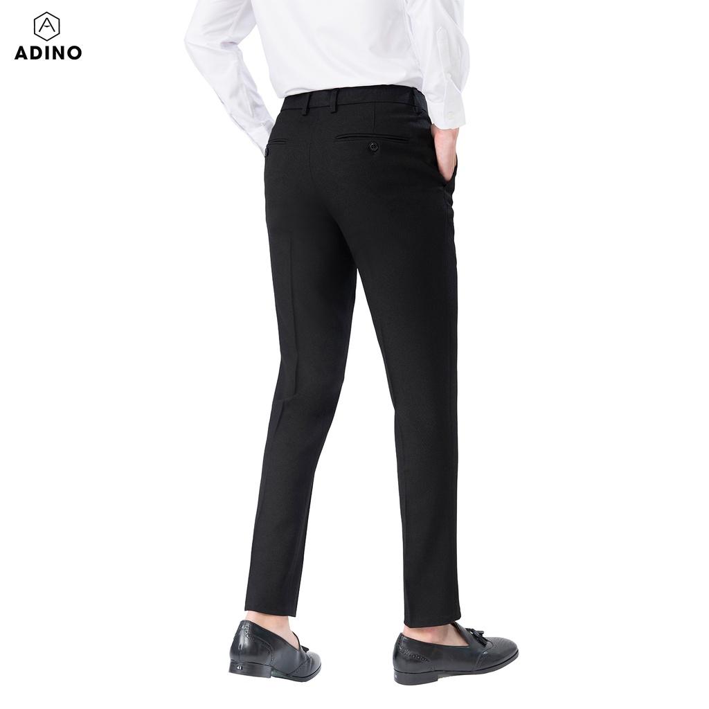 Quần Tây Âu Công Sở ADINO Màu Đen Vải Dệt Cotton Dày Không Bai Không Xù Co Giãn Nhẹ Dáng Đứng Hơi Côn Q2022