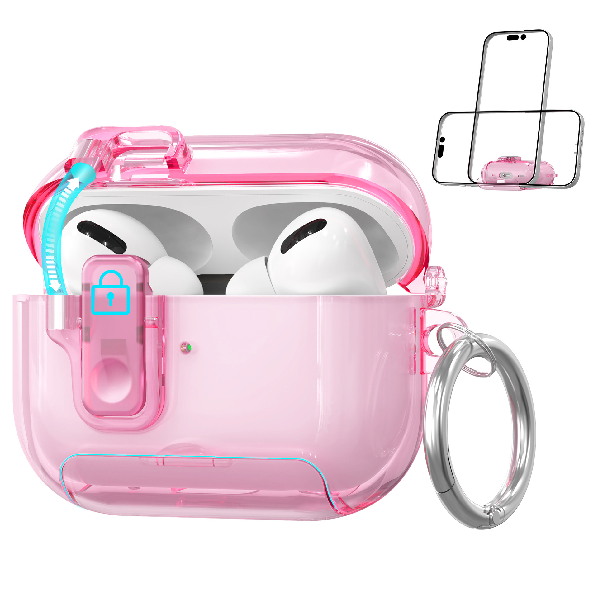 Bao Case Ốp Trong Suốt Có Khóa Chống Rơi Tai Nghe, Tích hợp Giá Đỡ Điện Thoại cho Airpods 4 / Airpods Pro 3 - Hàng Chính Hãng