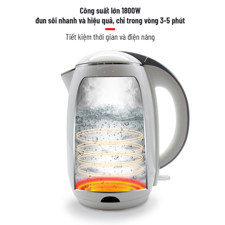 Ấm Đun Siêu Tốc 2 Lớp Nagakawa NAG0314 - Hàng Chính Hãng