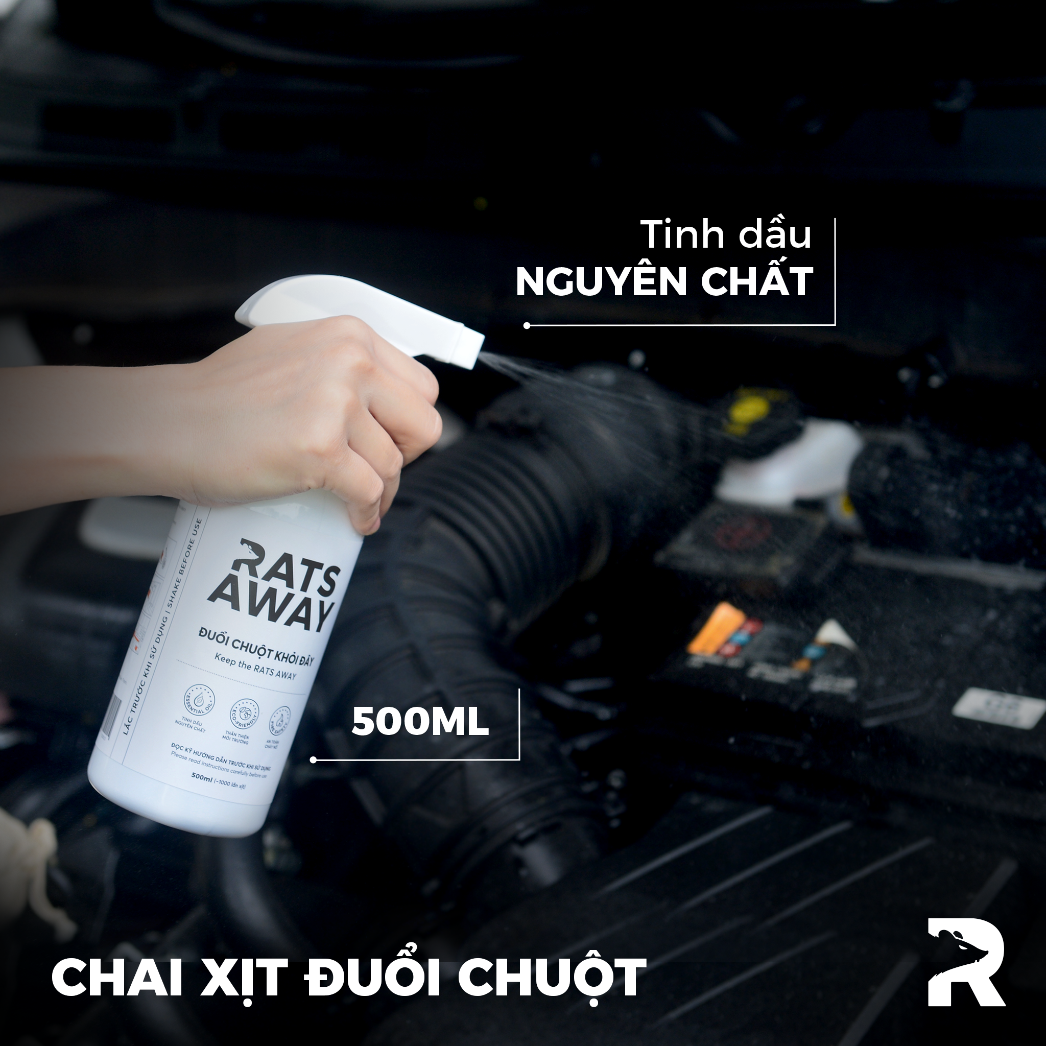 Chai xịt đuổi chuột chuyên dụng cho ô tô RATS AWAY 500ml