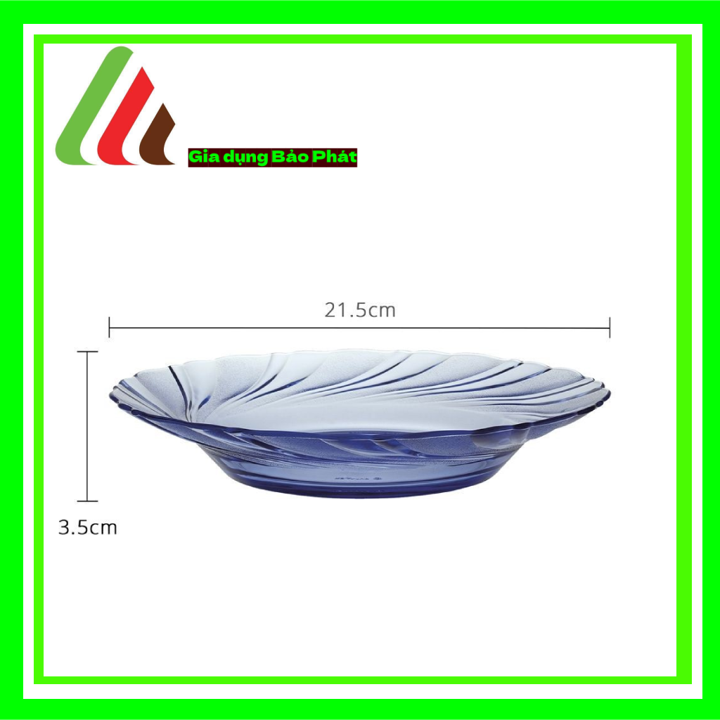 Bộ 2 dĩa thủy tinh chịu lực Duralex Beau Rigave cao cấp Pháp màu xanh marine 21.5cm