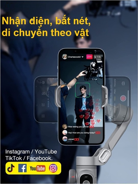 Gậy chống rung gimbal 3 trục Smart XPRO, Tay cầm gimbal chống rung cho điện thoại, quay phim làm TikTok